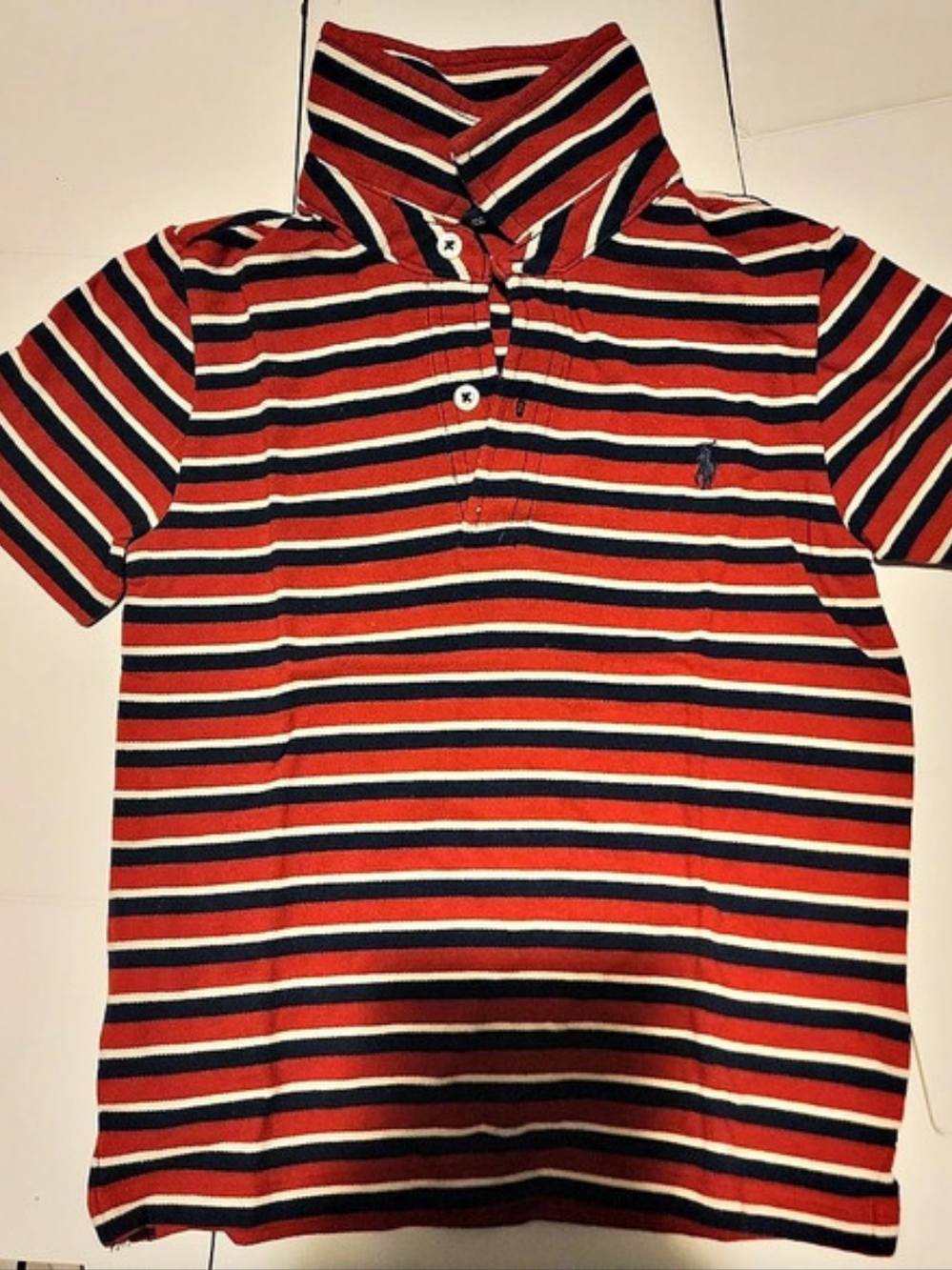 Polo Ralph Lauren Striped Polo Shirt in Red & Blue Size Medium